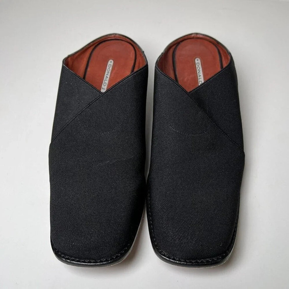Donald Pliner Mule Heels Size 7.5 Black Cross Over Top Square Toe Shoes Spain - Picture 2 of 11